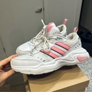 Adidas running shoes. White with pink detail. Size 5.5. Platform heel